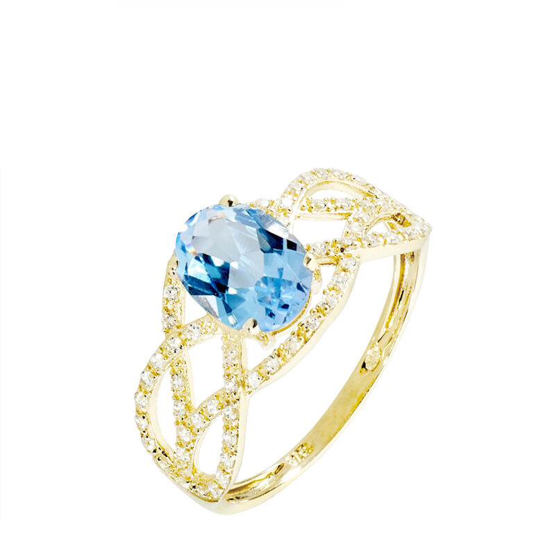 Bague Tina Or Jaune Topaze Et Diamant - Spannringe Damen | OROVIVO