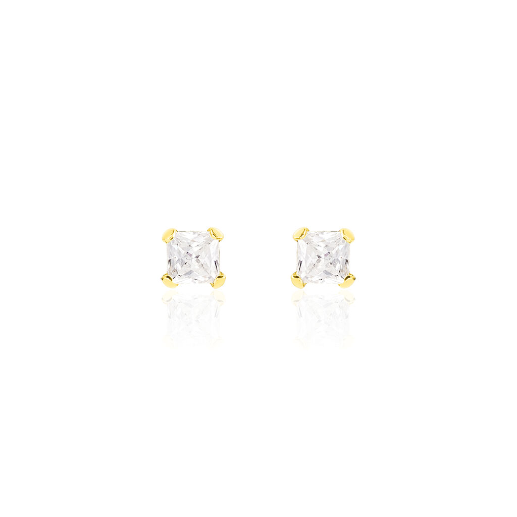 RAFAELA Damen Ohrstecker Gold 375 (9 Karat) Zirkonia Wei&szlig; 1,3 ct Viereck