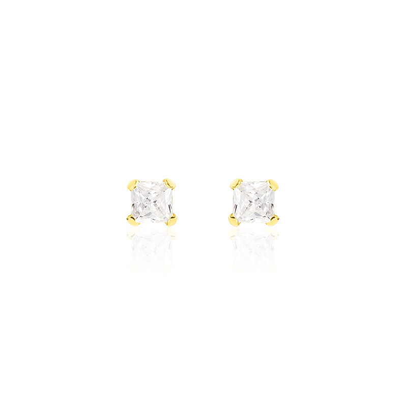 RAFAELA Damen Ohrstecker Gold 375 (9 Karat) Zirkonia Wei&szlig; 1,3 ct Viereck - Ohrstecker Damen | OROVIVO
