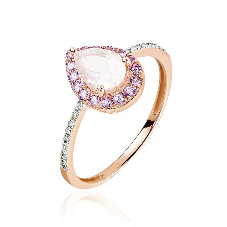 Bague Or Rose Quartz Et Saphir - Spannringe Damen | OROVIVO