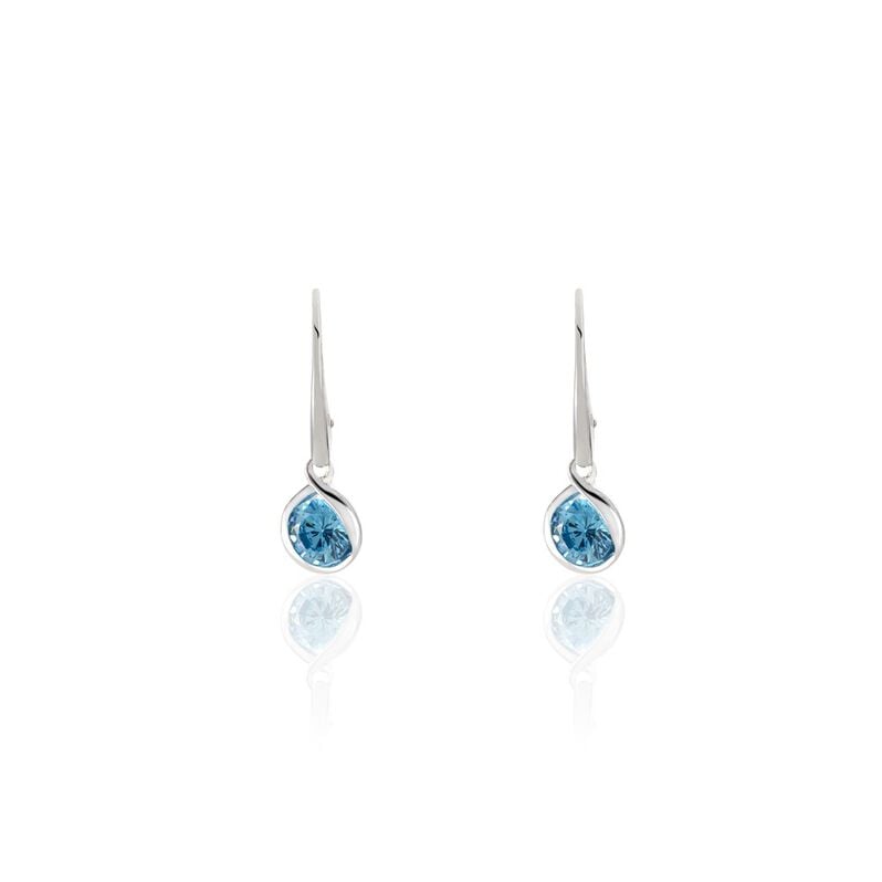 SINEWA Damen Ohrringe Lang Silber Silber 925 Zirkonia Blau 2,59 ct Spirale - Ohrhänger Damen | OROVIVO