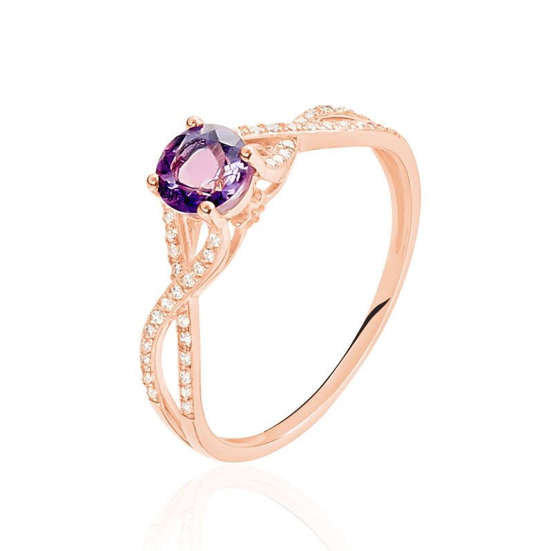 Bague Berenice Or Rose Amethyste Et Oxyde De Zirconium - Spannringe Damen | OROVIVO