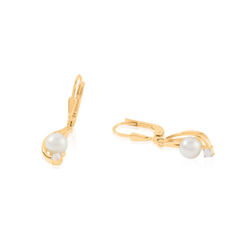 Annabelle Damen Ohrringe Lang Gold 375 (9 Karat) Zuchtperle Weiß - Ohrringe Damen | OROVIVO