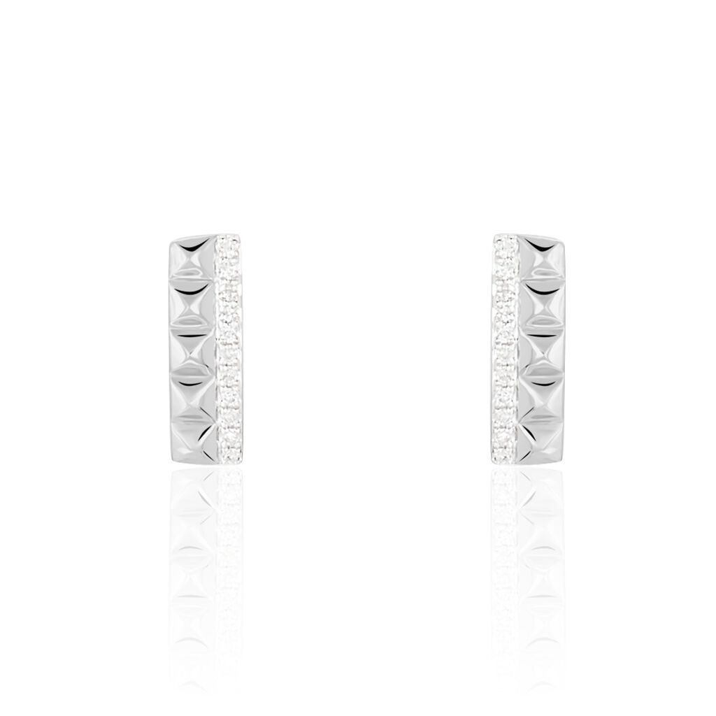 Boucles D'oreilles Puces Cyprine Or Blanc Diamant - Spannringe Damen | OROVIVO