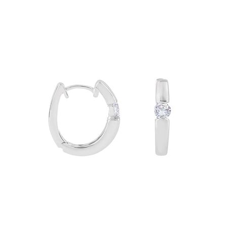 Creole Weißgold 750 Synthetische Diamanten 0,26ct - Creolen Damen | OROVIVO