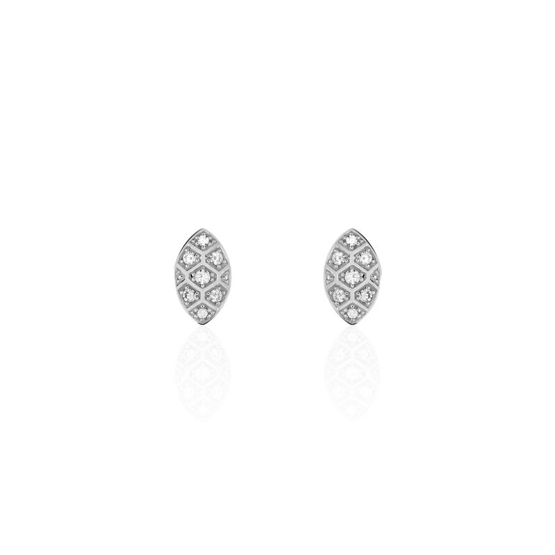 Damen Ohrstecker Weißgold 375 Zirkonia Mandel Sitaa  - Ohrstecker Damen | OROVIVO