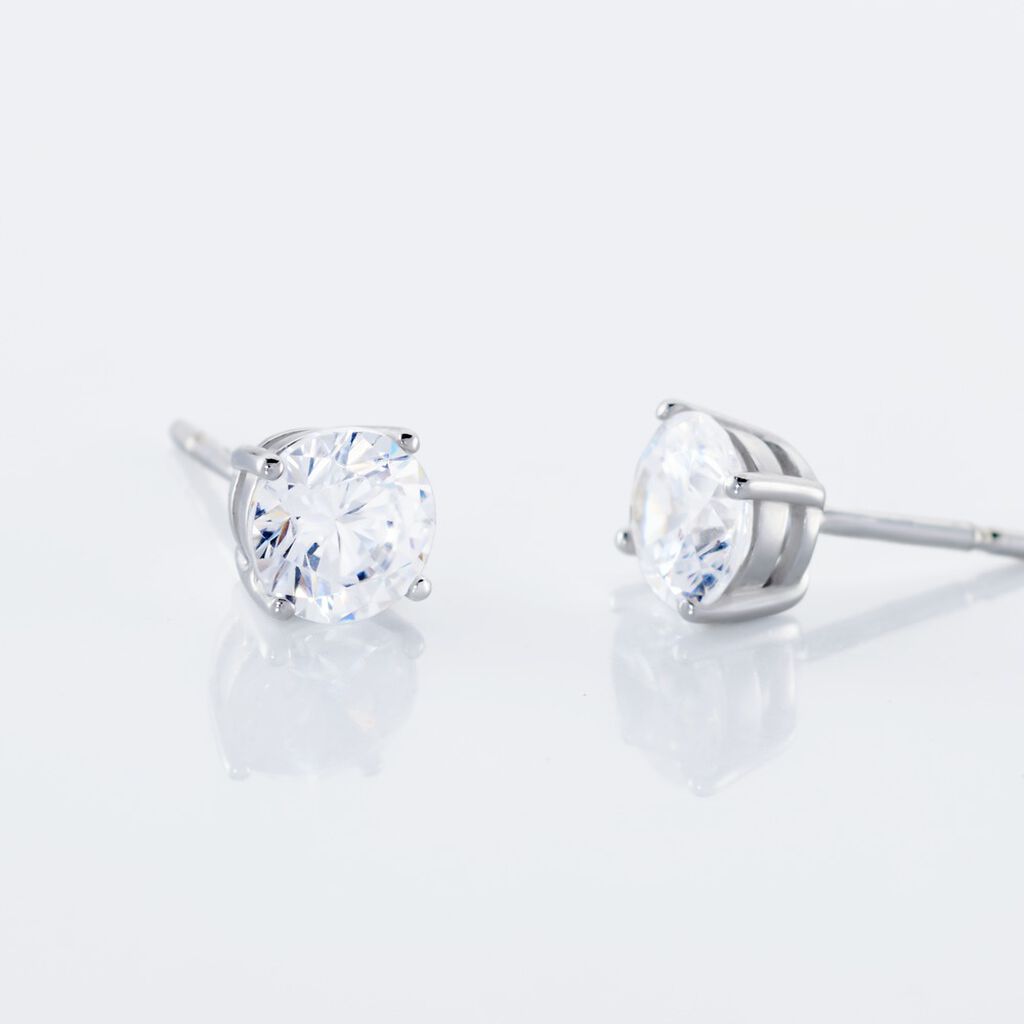 Damen Ohrstecker Silber 925 Zirkonia Wei&szlig;