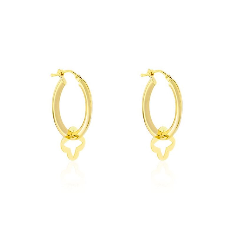 RINKA Damen Creolen Gold 375 (9 Karat) Talisman Kleeblatt B 3 mm - Creolen Damen | OROVIVO