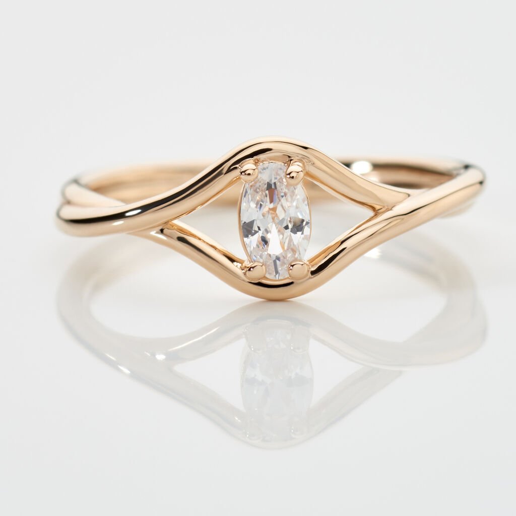 REMI Damen Ring Vergoldet Zirkonia Wei&szlig; Tropfen