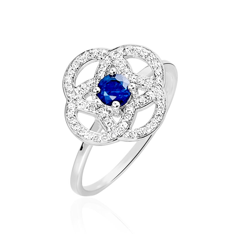 Bague Vivian Or Blanc Saphir Et Diamant - Spannringe Damen | OROVIVO