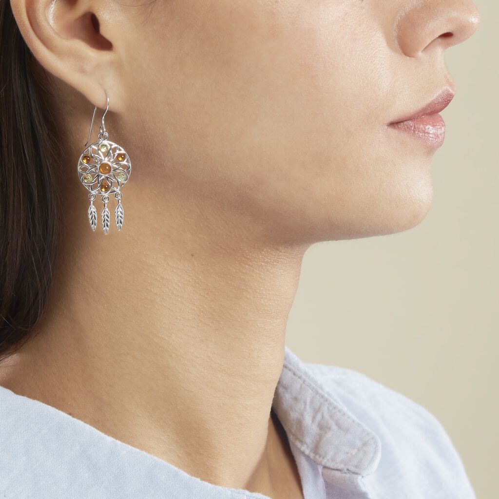 Boucles D'oreilles Lorena Argent Ambre - Spannringe Damen | OROVIVO
