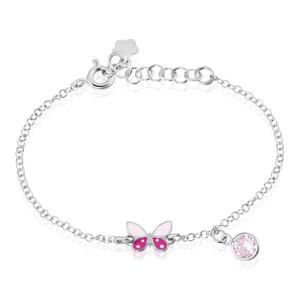 Ila Schmetterling Kinder Armband Silber Silber 925 Zirkonia Ros&eacute; 0,18 ct Schmetterling B 30 mm