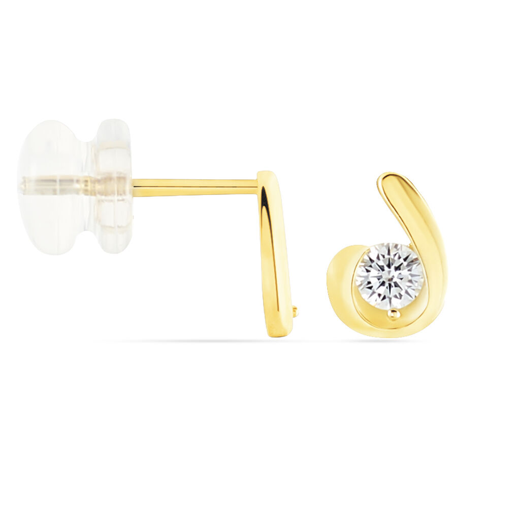 DEE Damen Ohrstecker Gold 375 (9 Karat) Zirkonia Wei&szlig; 0,35 ct