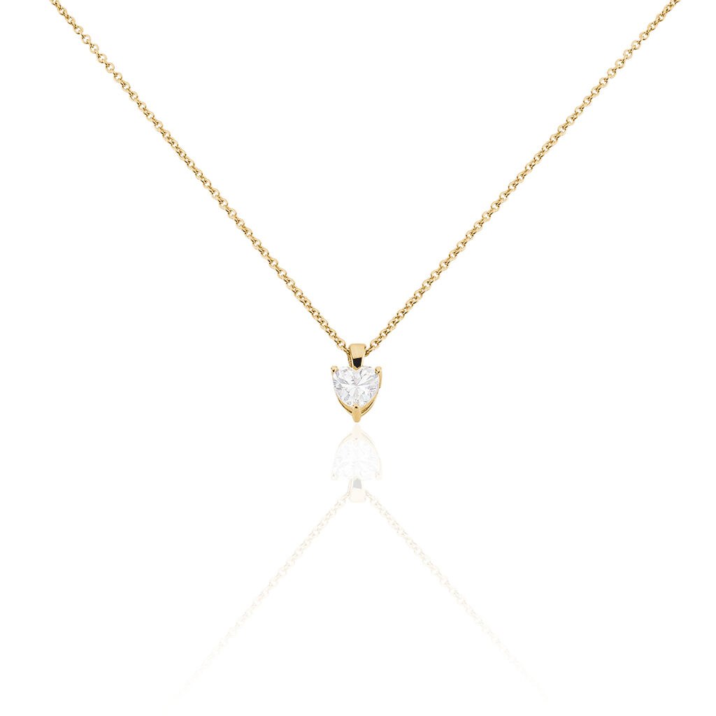 Thumbnail - ANISHA Damen Collier Vergoldet Zirkonia Weiß 0,27 ct Herz, Collier mit Stein