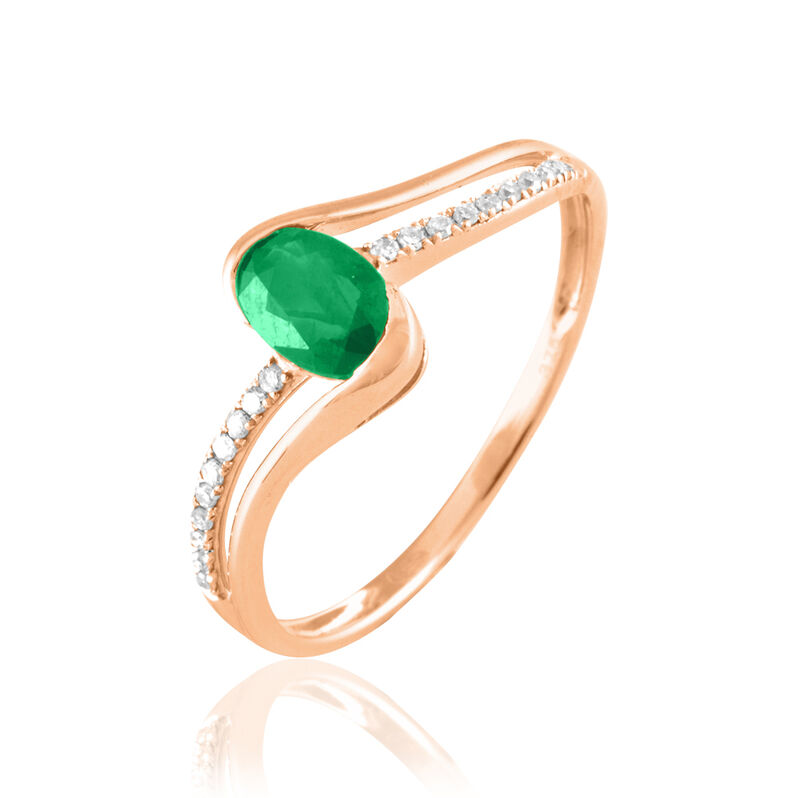 Bague Anja Or Rose Emeraude Et Diamant - Spannringe Damen | OROVIVO
