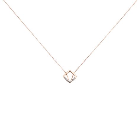 Damen Halskette Roségold 375 Carré Diamanten 0,03ct Squari - Halsketten Damen | OROVIVO