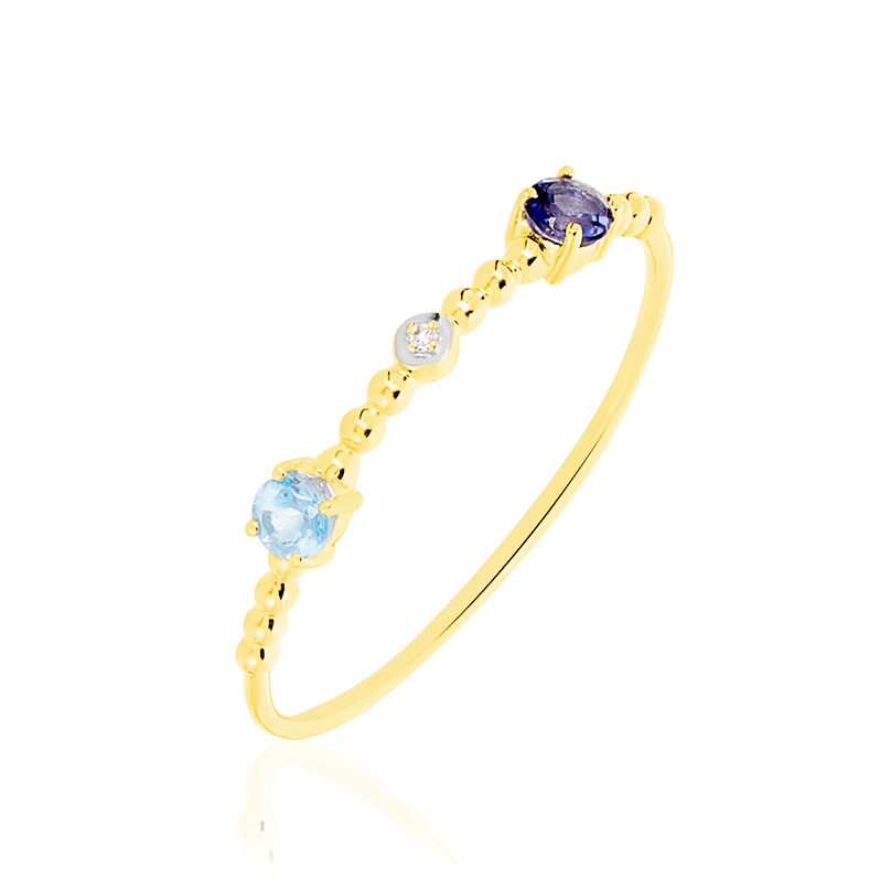 Bague Or Jaune Omer Topaze Iolite Oxyde - Spannringe Damen | OROVIVO