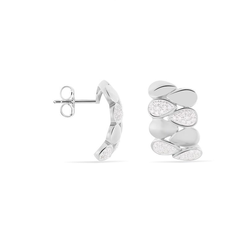 Damen Creolen Weißgold 375 Diamant 0,26ct Blütenblatt Tropfen Burbu  - Creolen Damen | OROVIVO