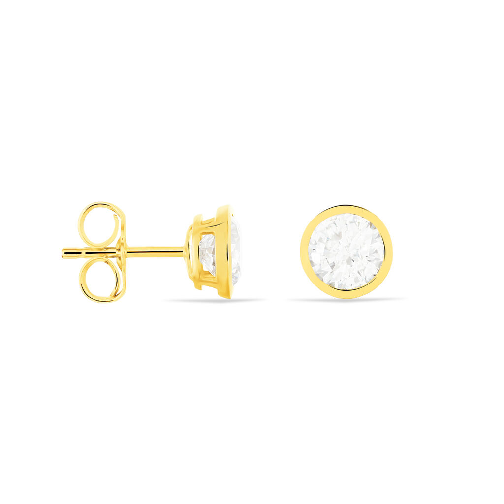 Damen Ohrstecker Gold 375 Zirkonia Kreis Zarge 6,00mm  - Ohrstecker Damen | OROVIVO