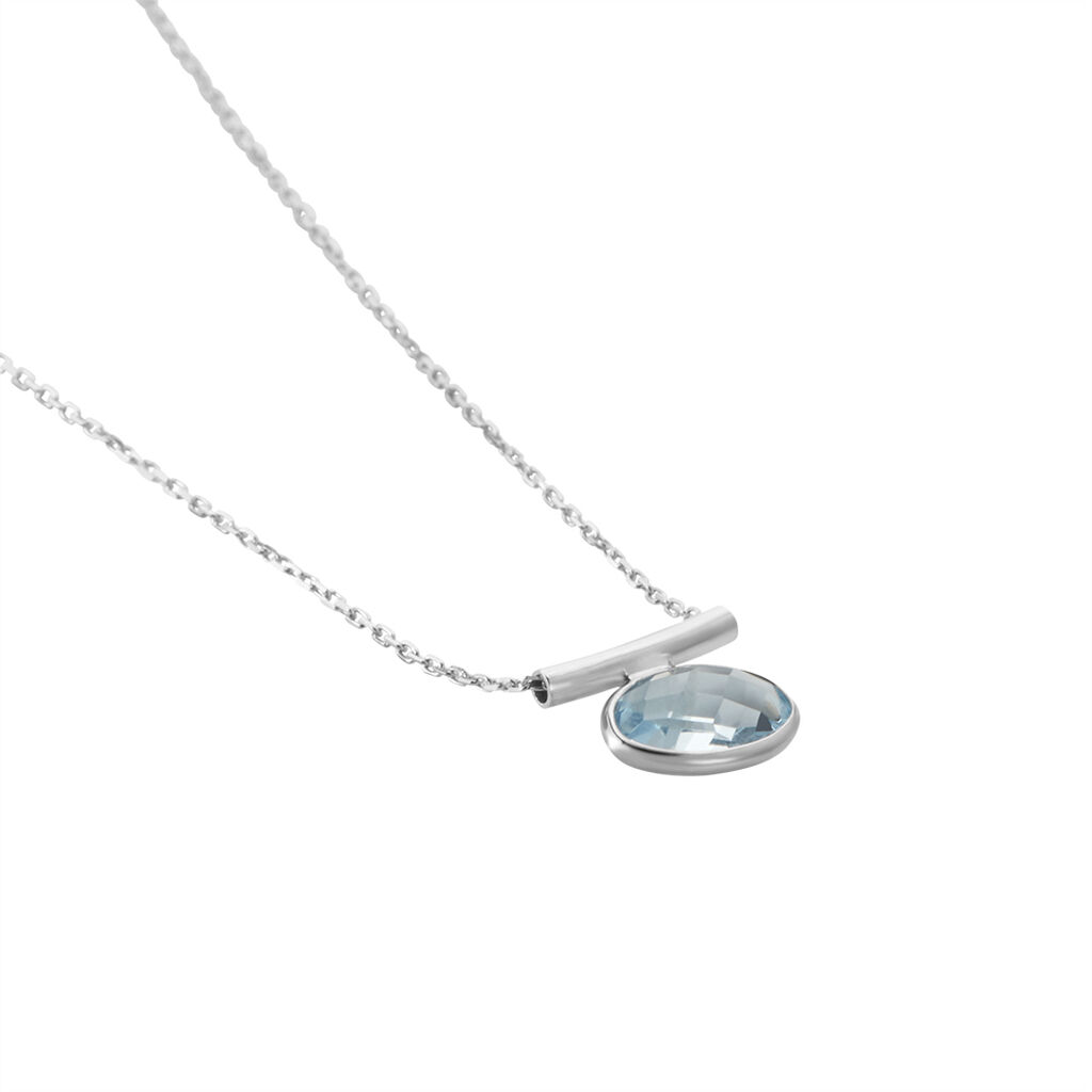 Damen Collier Weißgold 375 Topas Blau 1,31ct Vio - Halsketten Damen | OROVIVO