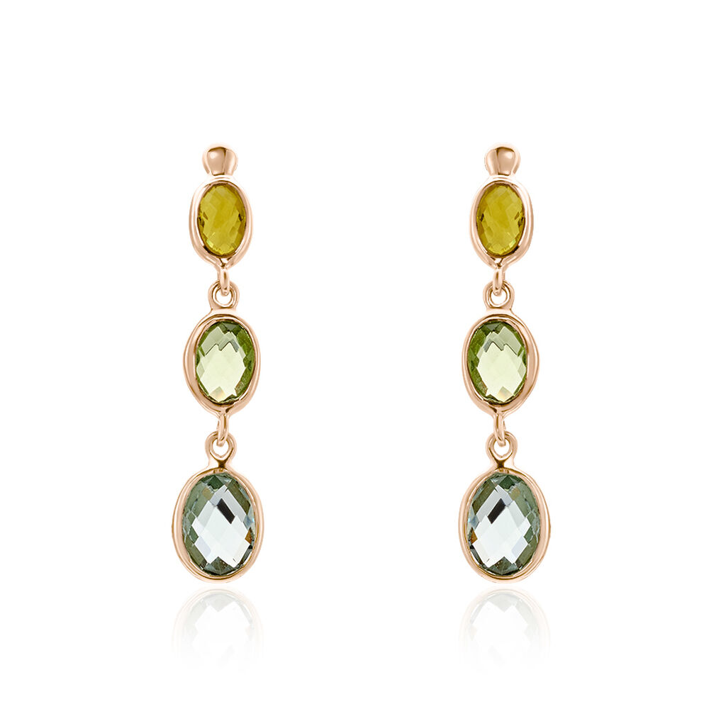 Thumbnail - ZORNICA Damen Ohrringe Lang Silber vergoldet 925 Andere Steine Grün 1,9 ct, Ohrringe Lang mit Stein
