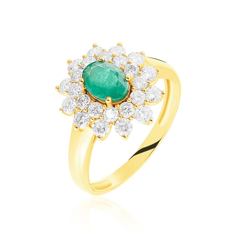 Bague Ivan Or Jaune Emeraude Et Diamant - Spannringe Damen | OROVIVO