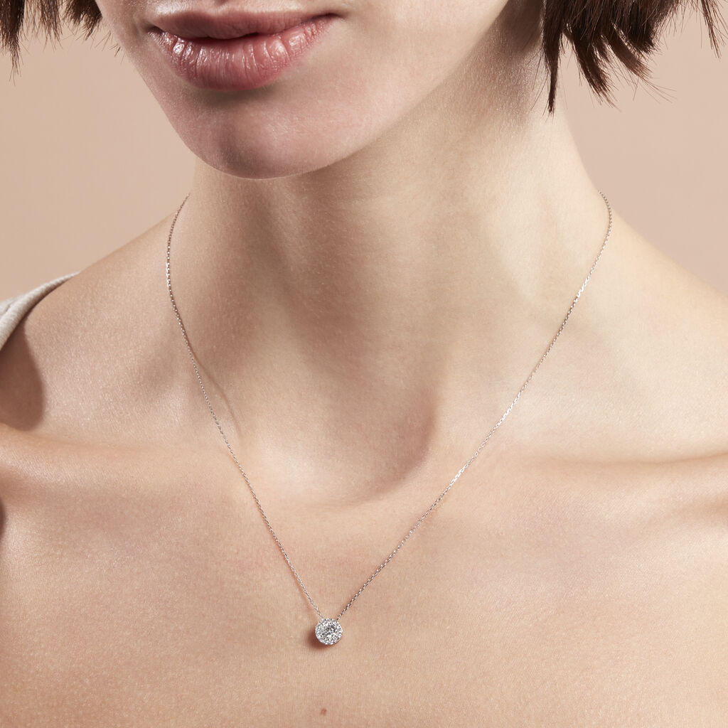 Damen Halskette Weißgold 375 Zirkonia - Sommerschmuck Damen | OROVIVO