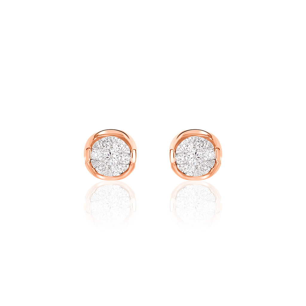 Damen Ohrstecker Rosegold 750 Diamant 0,35ct Kreis Shine  - Ohrstecker Damen | OROVIVO