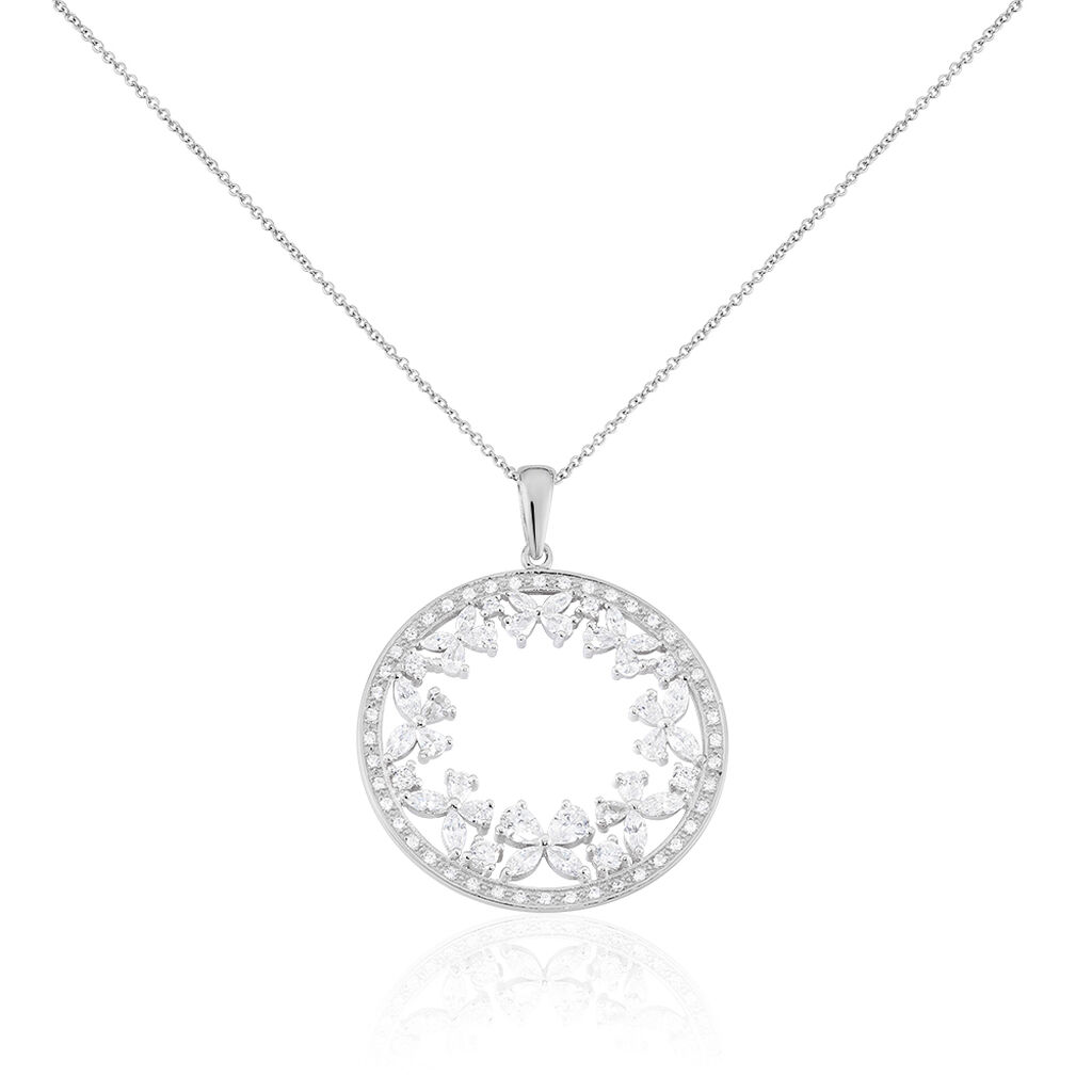 KATUCIA 9 Damen Collier Silber 925 Zirkonia Weiß Kreis, Collier mit Stein