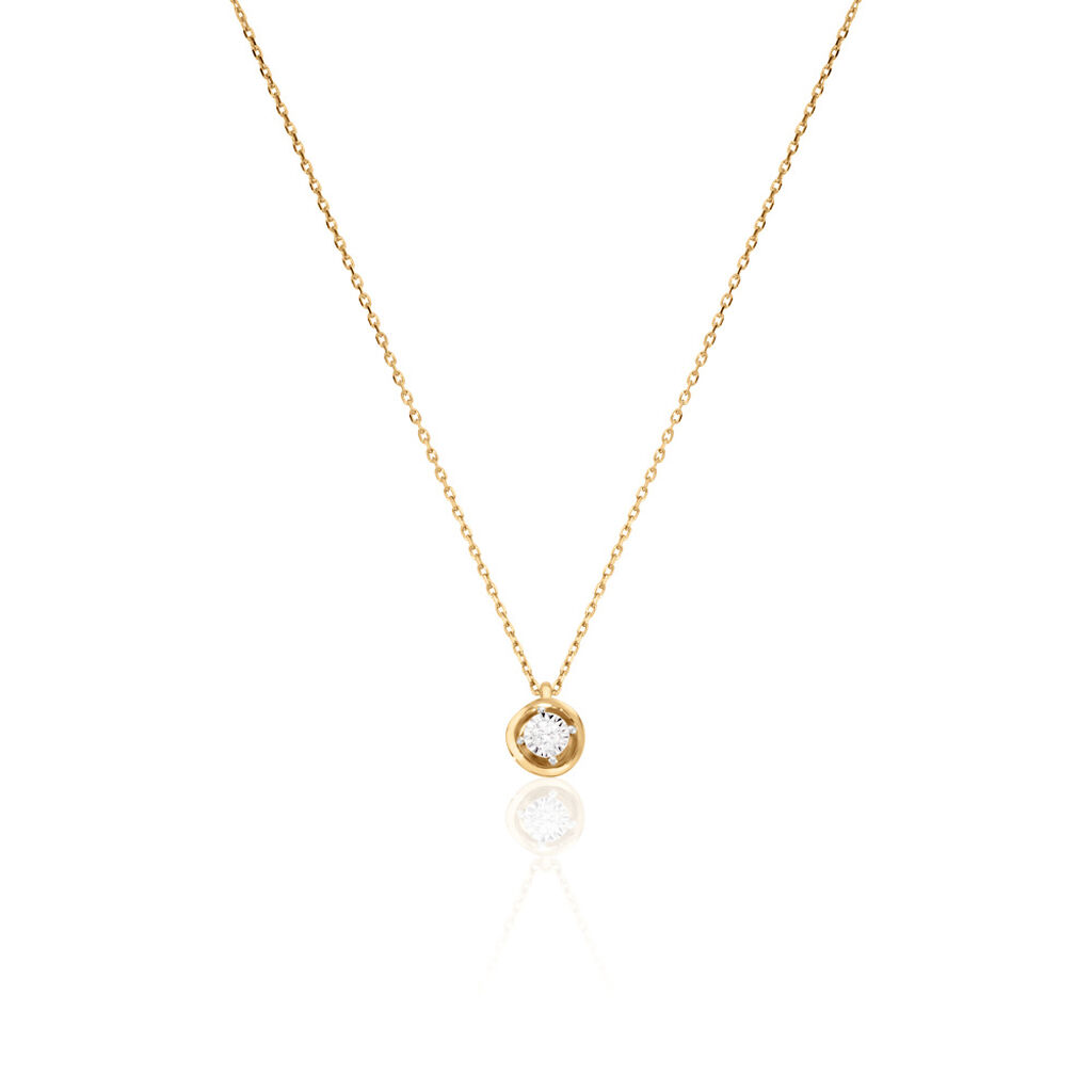 LISELOTTE Damen Collier Gold 375 (9 Karat) Diamant Weiß 0,04 ct Blume, Collier mit Stein
