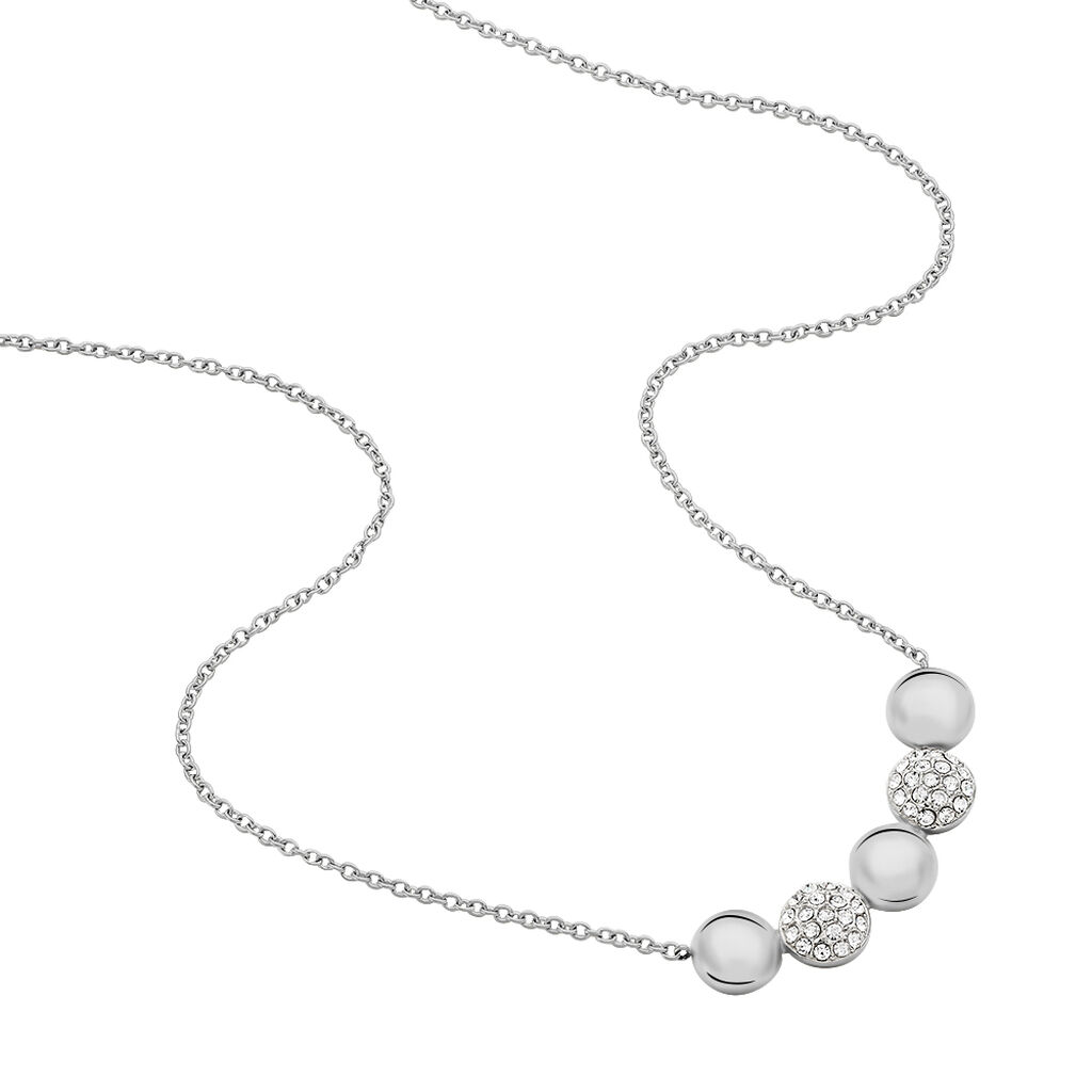 BOGDANA Damen Collier Edelstahl Strass Wei&szlig; Kreis