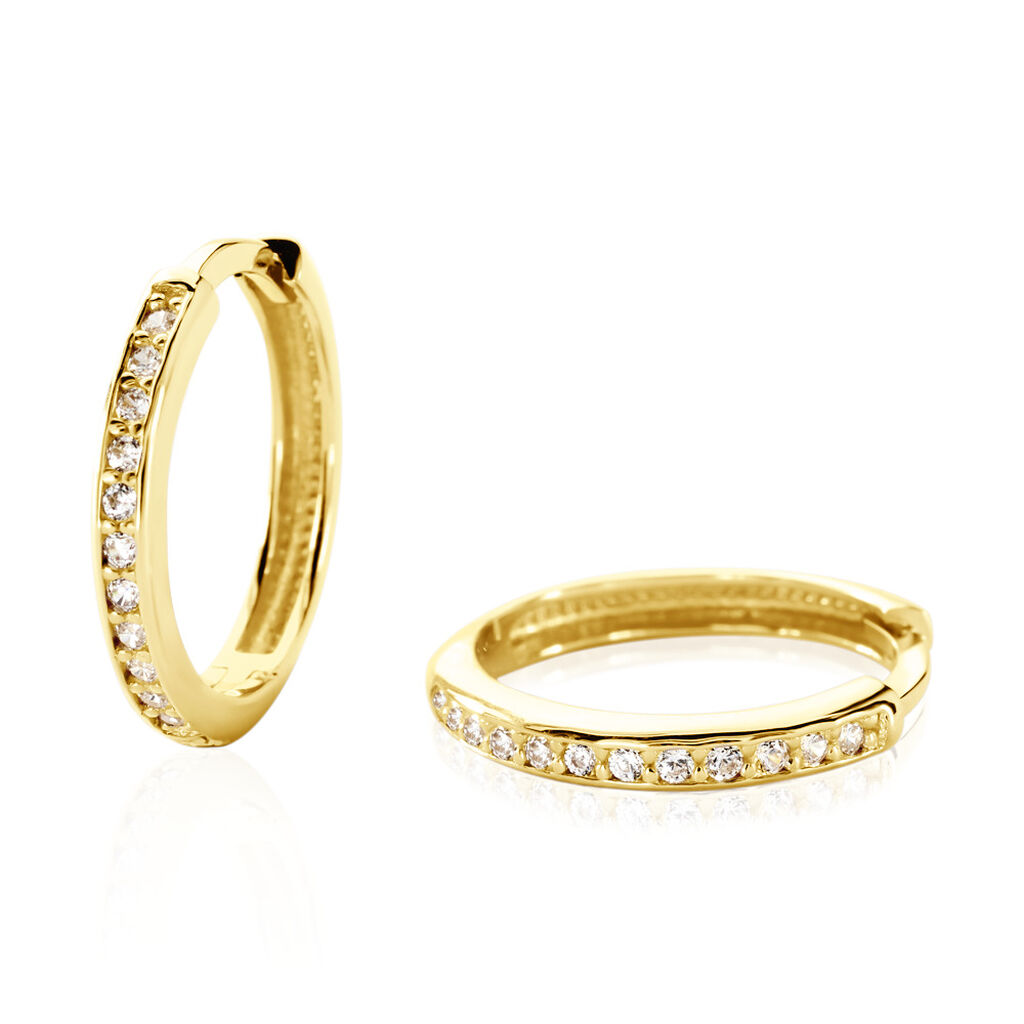 Damen Creolen Gold 375 (9 Karat) Zirkonia Weiß B 14,1 mm - Sommerschmuck Damen | OROVIVO