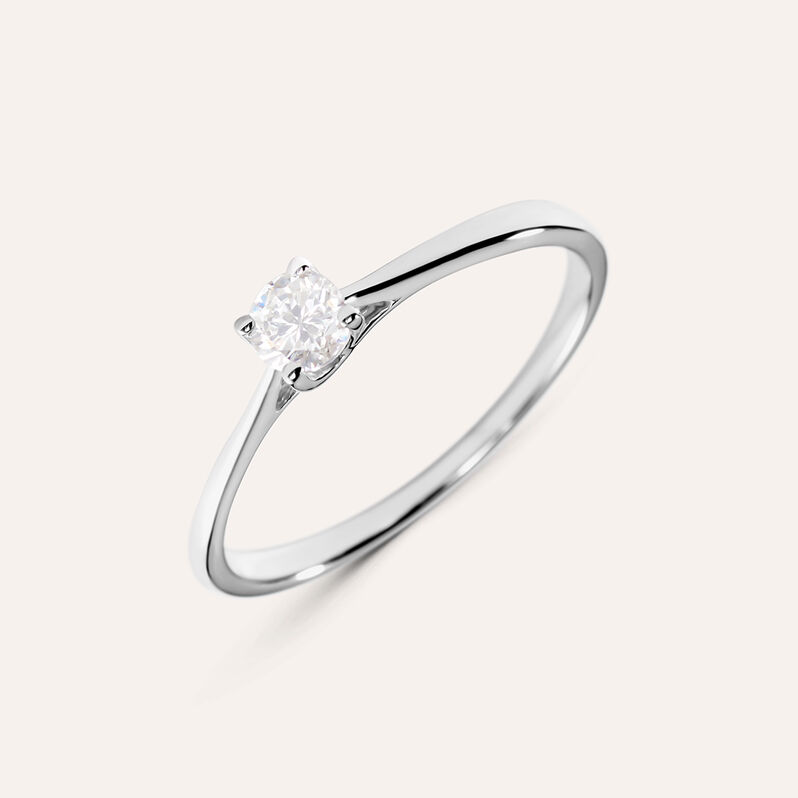 Anello Solitario Grace Oro Bianco Diamante - Spannringe Damen | OROVIVO