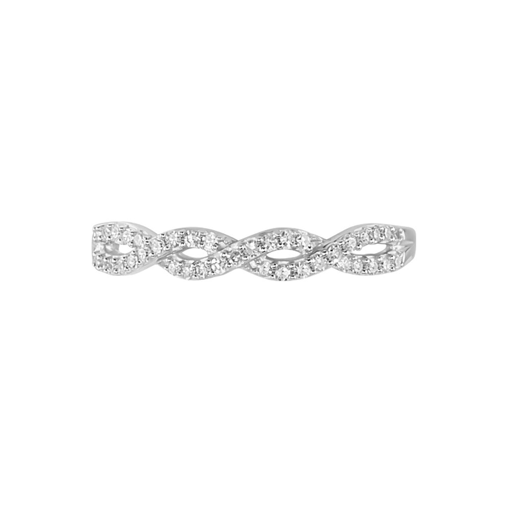 Bague Or Weiss Privela Vague Entrelacee Pavage Diamant - Spannringe Damen | OROVIVO