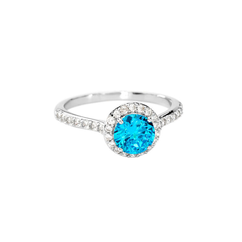 CAMILLA Damen Ring Silber 925 Zirkonia Blau 1,66 ct Kreis - Solit&auml;rringe Damen | OROVIVO