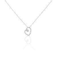 Damen Collier Weißgold 375 Diamant 0,12ct Doppelherz Herz Herz 26