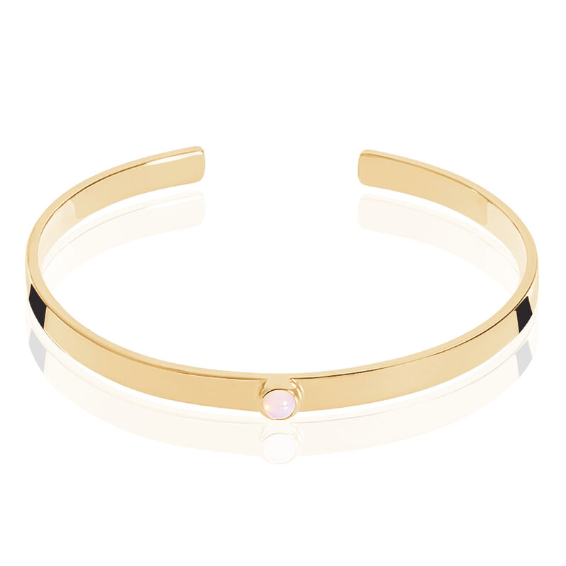 Bracelet Jonc Vaina Plaque Or Jaune Opale - Spannringe Damen | OROVIVO