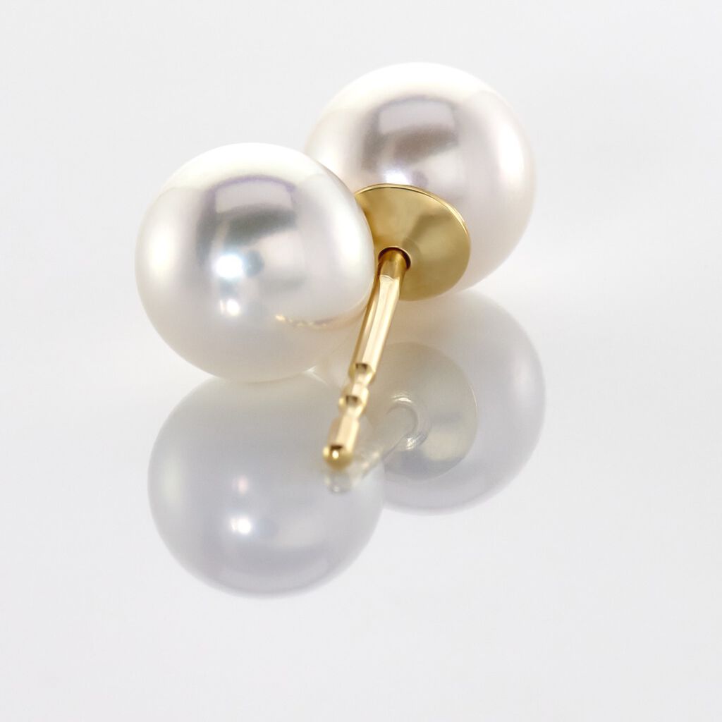 GRACE AKOYA Damen Ohrstecker Gold 585 (14 Karat) Akoyaperle Wei&szlig;