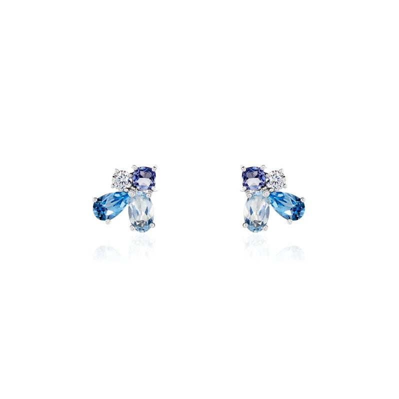 Damen Ohrstecker Weißgold 375 Topas Blau 1,5ct Daurine  - Ohrstecker Damen | OROVIVO