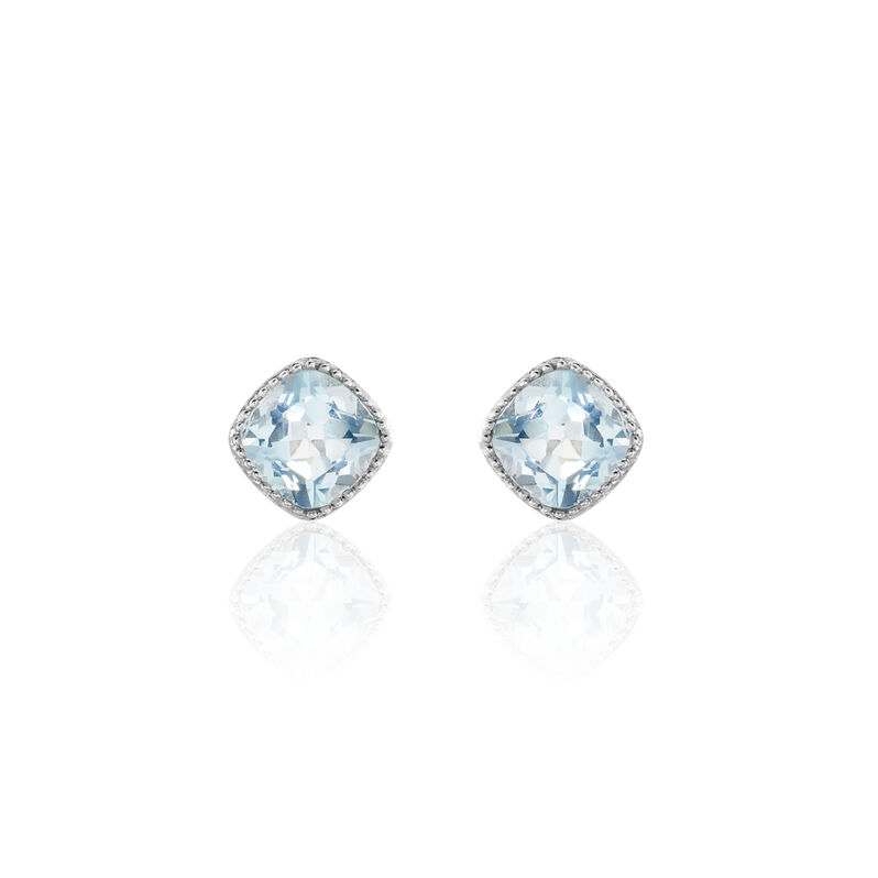 Damen Ohrstecker Weißgold 375 Topas Blau 2,5ct Viereck Bloom  - Ohrstecker Damen | OROVIVO