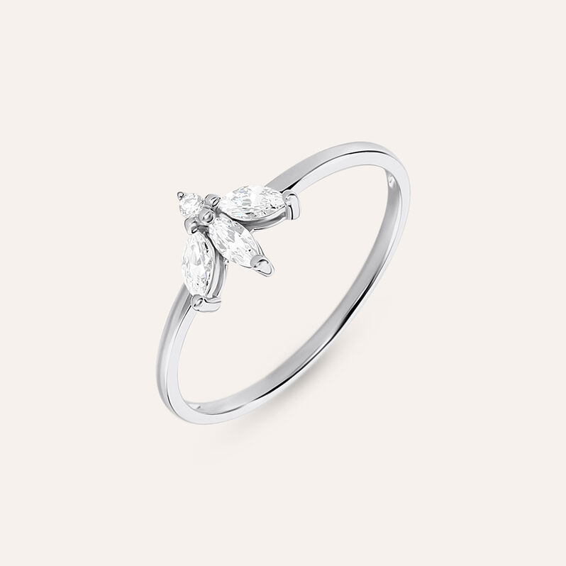 Anello Fantasia Claire Oro Bianco Cubic Zirconia - Spannringe Damen | OROVIVO