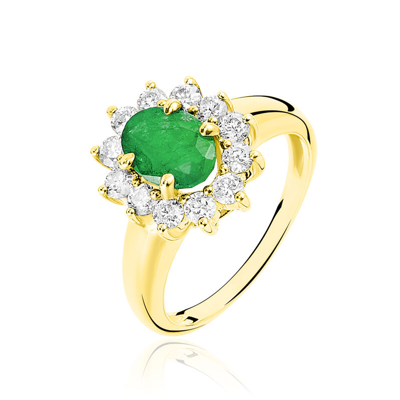 Bague Vladimir Or Jaune Emeraude Et Diamant - Spannringe Damen | OROVIVO