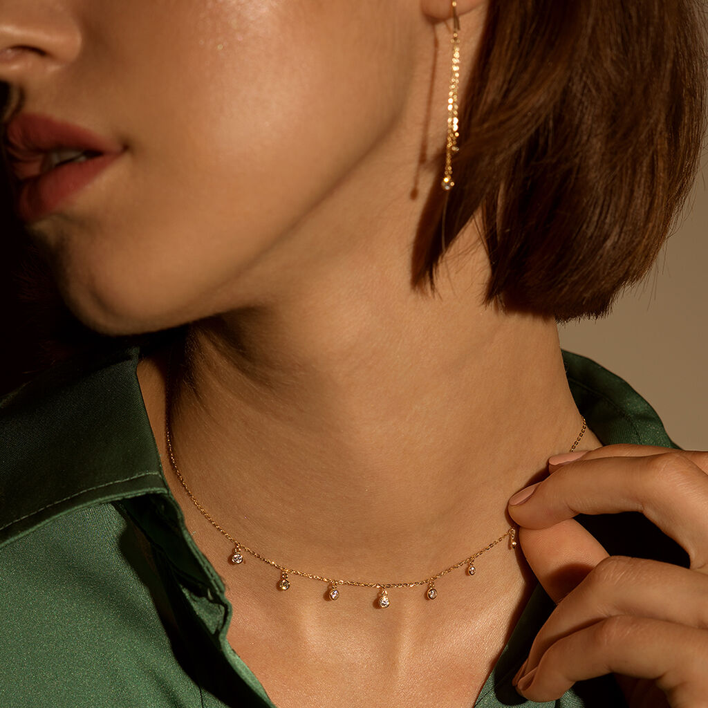 Damen Collier Gold 375 Zirkonia Talila 1 - Halsketten Damen | OROVIVO
