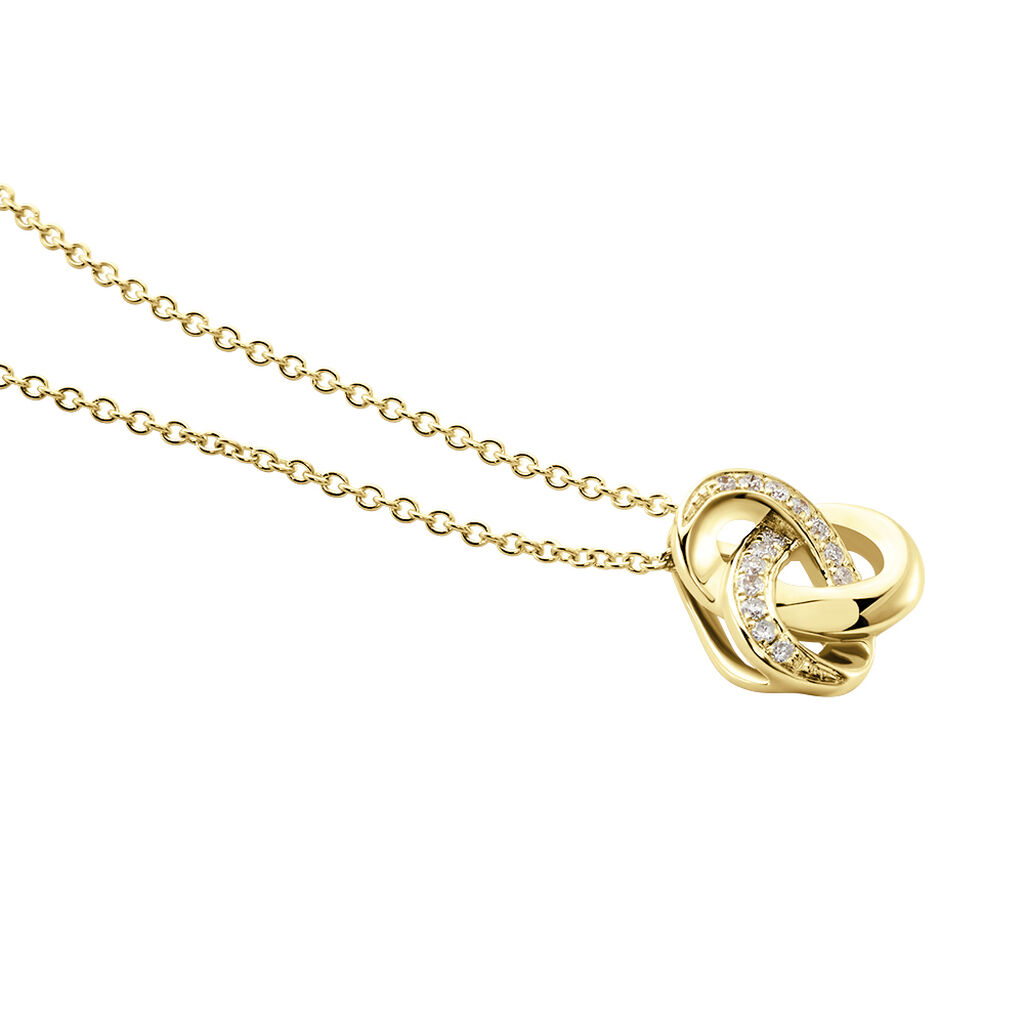 KNOT Damen Collier Gold 375 (9 Karat) Diamant Wei&szlig; 0,05 ct B 6 mm