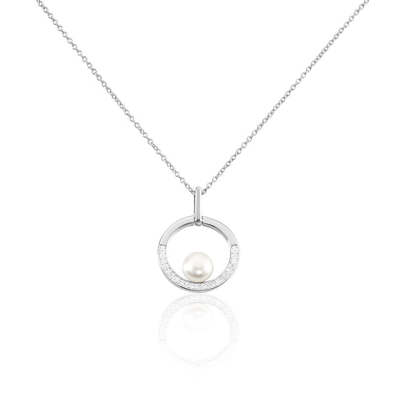 Collier Lenka Argent Blanc Perle De Culture Et Oxyde De Zirconium - Spannringe Damen | OROVIVO