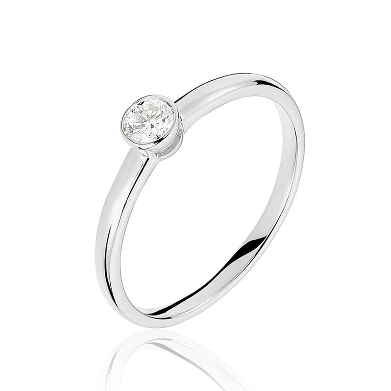 Bague Solitaire Or Blanc Diamant - Spannringe Damen | OROVIVO