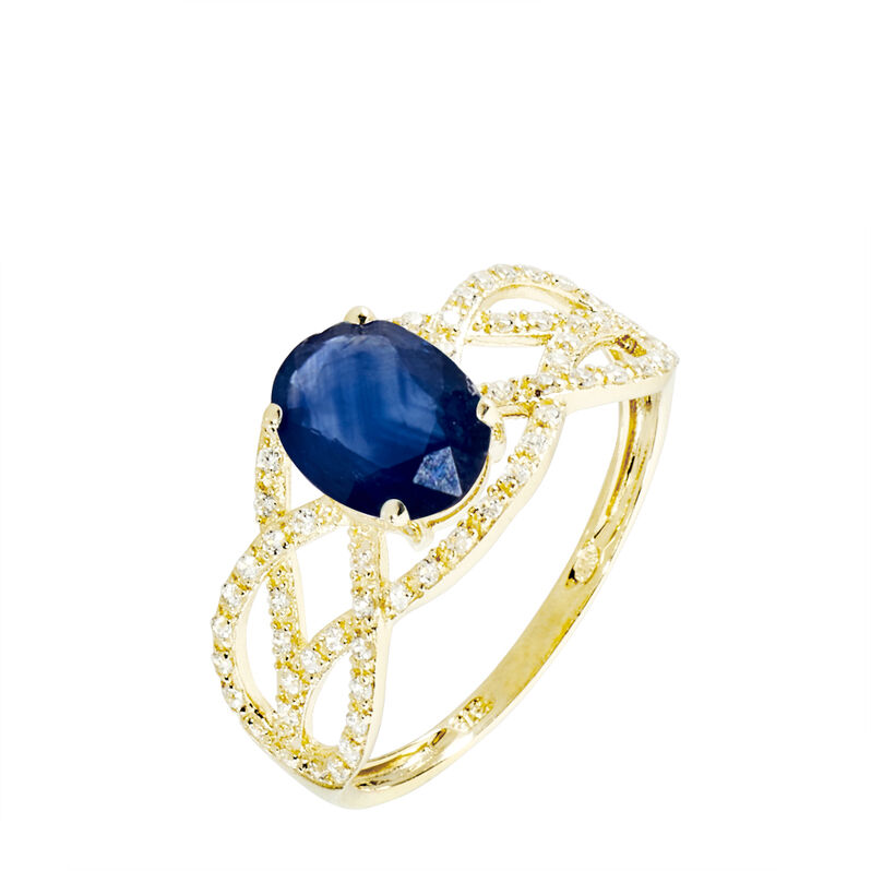 Bague Tina Or Jaune Saphir Et Diamant - Spannringe Damen | OROVIVO