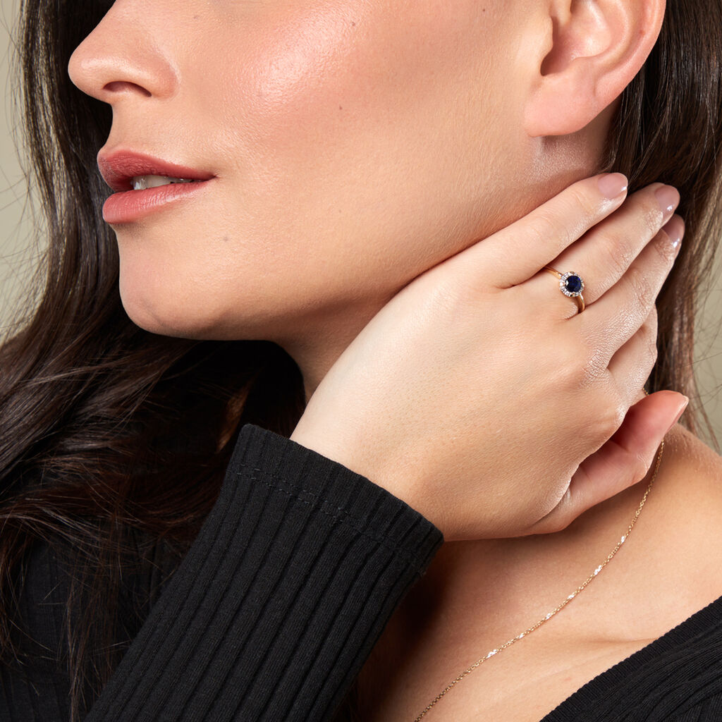 ODARIKE Damen Ring Gold 585 (14 Karat) Saphir Blau 0,6 ct Kreis - Solitärringe Damen | OROVIVO
