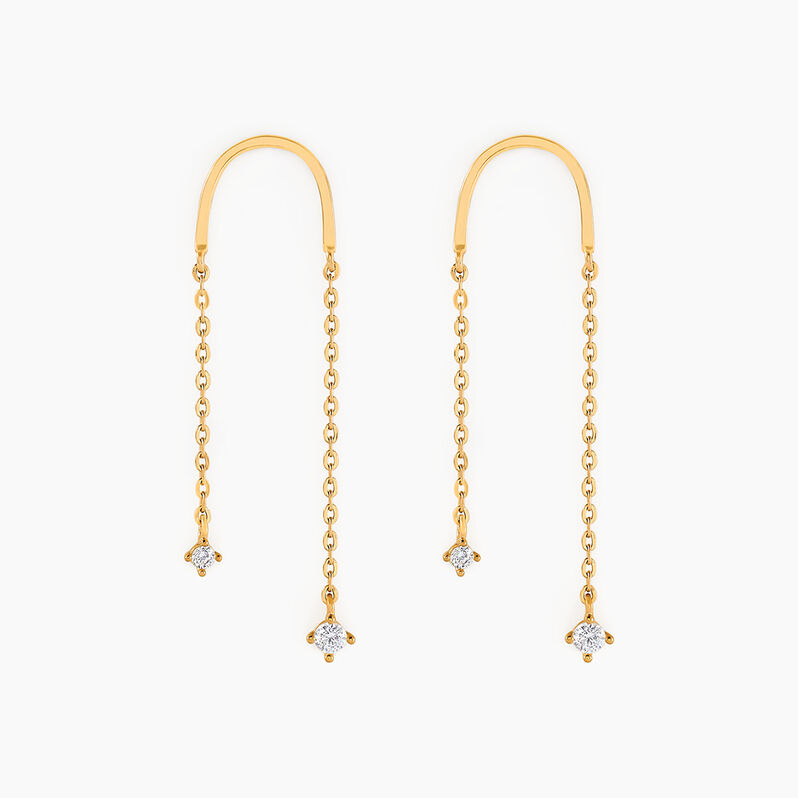 Boucles D'oreilles Pendantes Gussie Or Jaune Oxyde De Zirconium - Spannringe Damen | OROVIVO