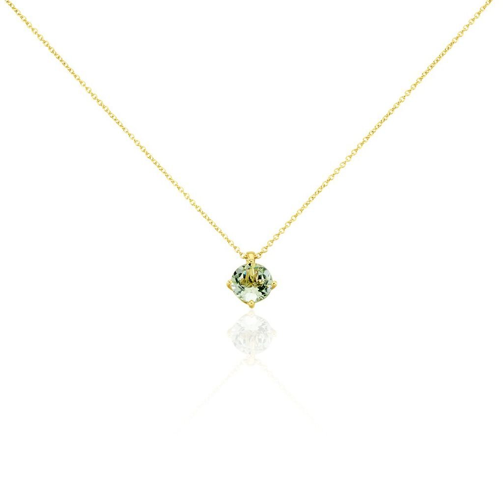 Thumbnail - BONI Damen Collier Silber vergoldet 925 Glas Grün Kreis, Collier mit Stein